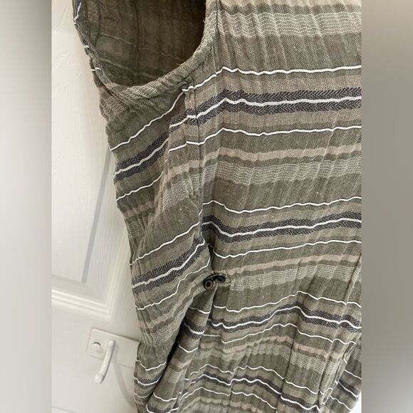 PrAna Button Down Army Green and Tan Shirt Dress Women’s Size Large - Picture 6 of 6